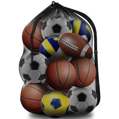 Large Capacity Drawstring Sports Bag Mesh Shoulder Bag for Storage Basketball Football Soccer Volleyball Ball Swimming Gea