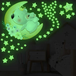 Cartoon Animal Stars Luminous Wall Sticker For Kids Room Bedroom Home Decoration Wallpaper Glow In The Dark Combination Stickers