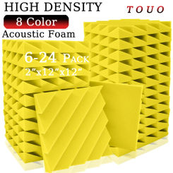 TOUO Sound Foam 6/12/24 Pack Studio Acoustic Foam High Density Self-Adhesive Sound Absorbing Material Drum Room Noise Insulation