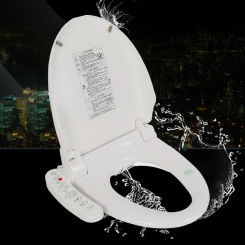 Multifunctional Auto Flush Toilet Seat Bathroom Electric Bidet Cover & Heated Anti-Bacterial Seat Double Nozzles Self-Cleaning