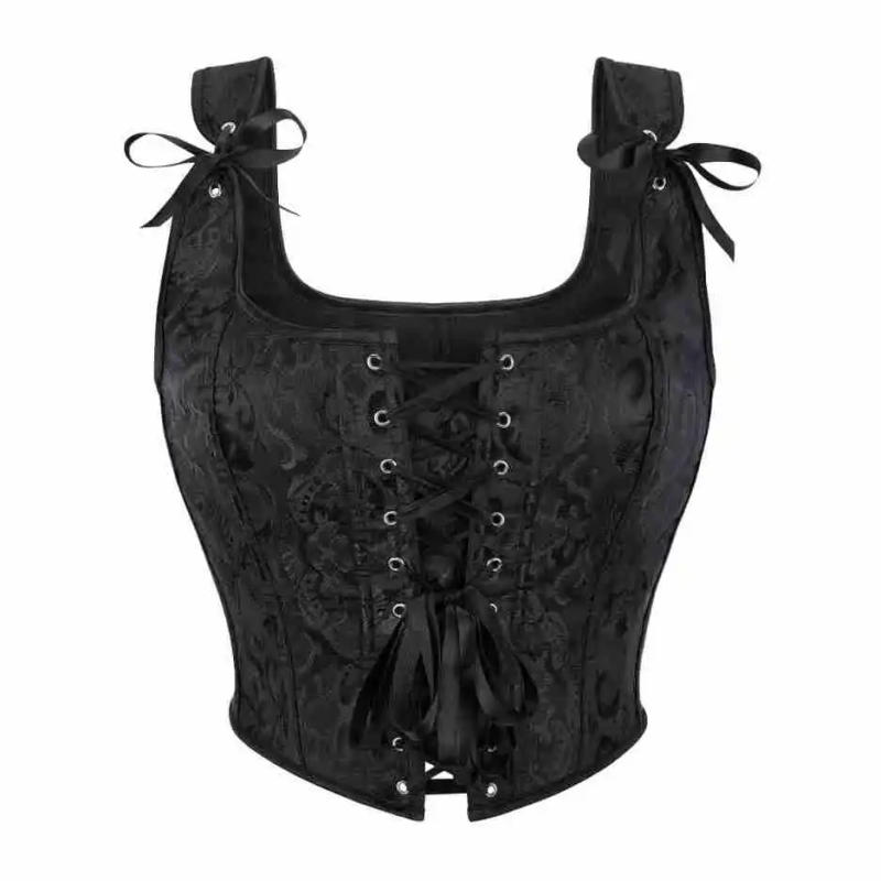 Description Picture 3 of itemVintage Jacquard Overbust Corset Women Crop Top Sexy Bustier Vest Tank Plus Size Gothic Brocade Victorian Corselet