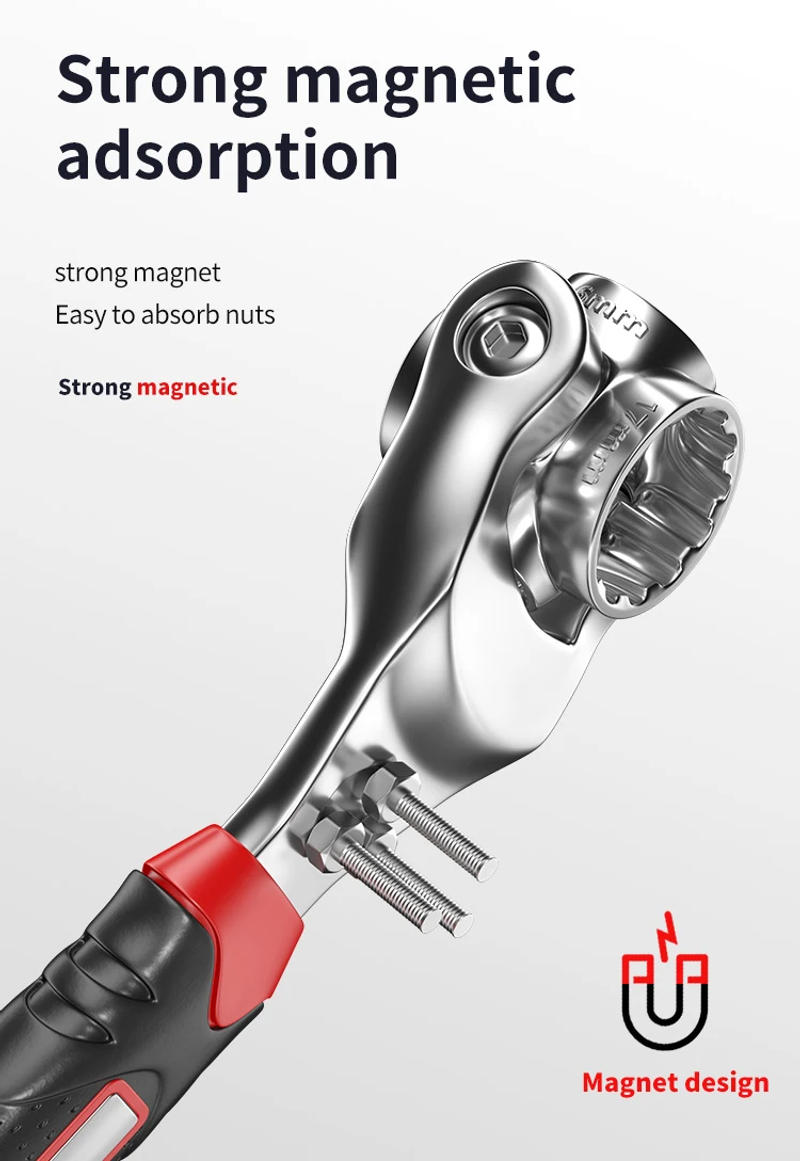 Description Picture 6 of item52 in 1 Tools Socket Works Universal Ratchet Spline Bolts Sleeve Rotation Hand Tools 360 Degree Multipurpose Tiger Wrench