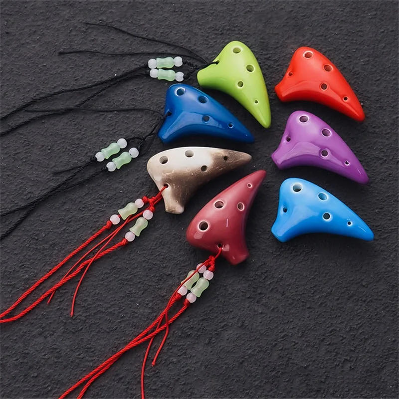 Description Picture 6 of itemTraditional 6 Hole Ceramic Ocarina C Tone Unbending Add Fun Colorful Music Lover Mini Ocarina With Lanyard For Child Beginner
