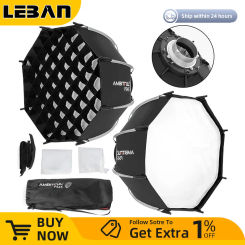 AMBITFUL PS45 Mini Quickly Release Bowens mount Softbox + Honeycomb Grid for Photo studio portrait outdoors Portable