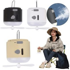 Portable Camping Fan with Light Power Bank Desk Fan Tent Ventilator Cooler Fan for Indoor Outdoor Camping Hiking Car Emergency