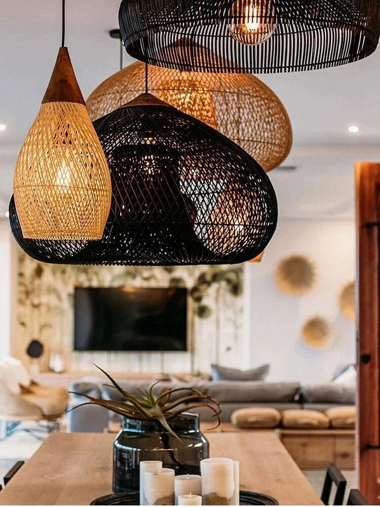 Description Picture 3 of itemSoutheast Asian Rattan Lamps Handmade Pendant Lights Hight Quality Dining Room Restaurant Kitchen Light Fixtures Loft Luminaries