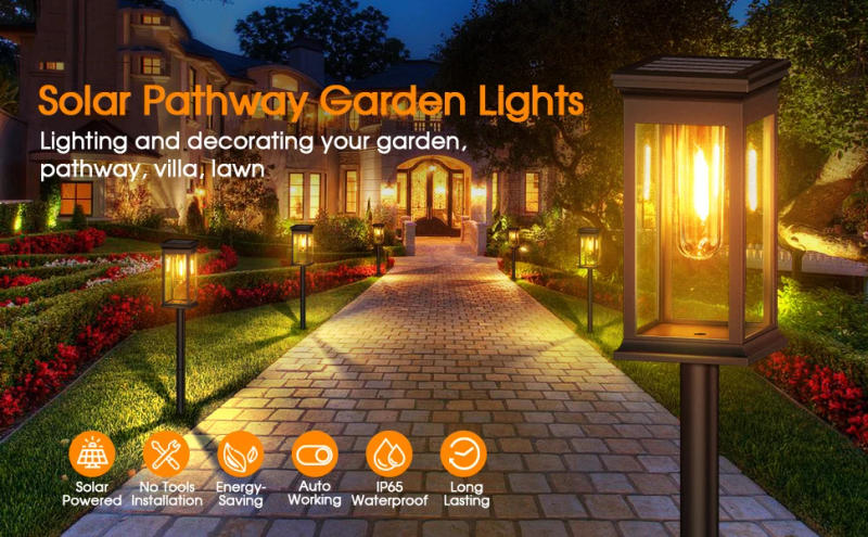 Description Picture 2 of itemSolar Pathway Lights Outdoor, 8 Pack Upgraded Bright Solar Outdoor Lights, Waterproof, Auto On/Off for Yard Landscape Walkway