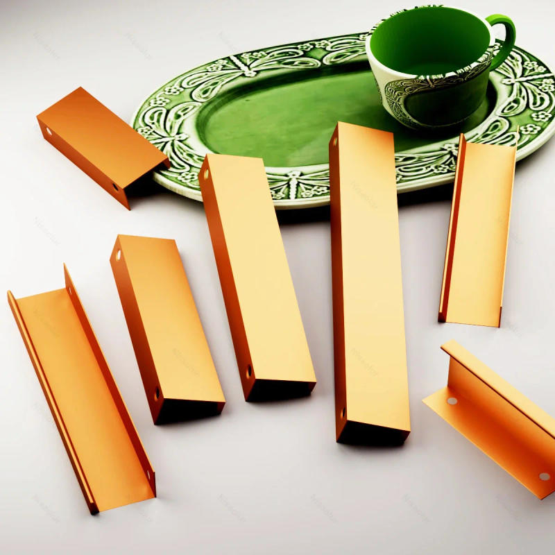 Description Picture 4 of itemBlack Hidden Cabinet Handles Aluminum Alloy Kitchen Handles Cupboard Door Pulls Drawer Knobs Long Furniture Handle Hardware