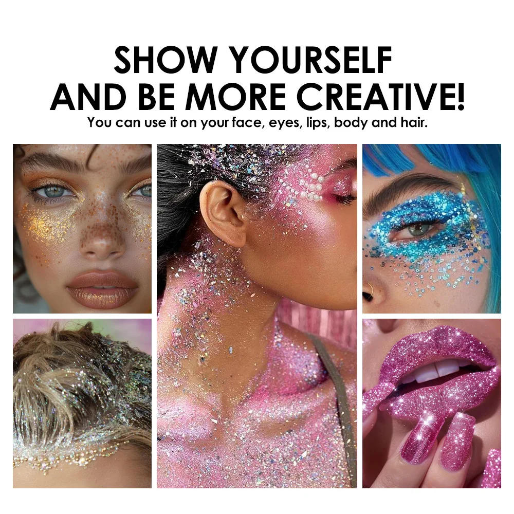 Description Picture 6 of item6 Color Sequins Glitter Gel Stick White Silver Pink Eyeshadow Face Body Painting Brighten Stage Makeup Flash Loose Sequins Cream