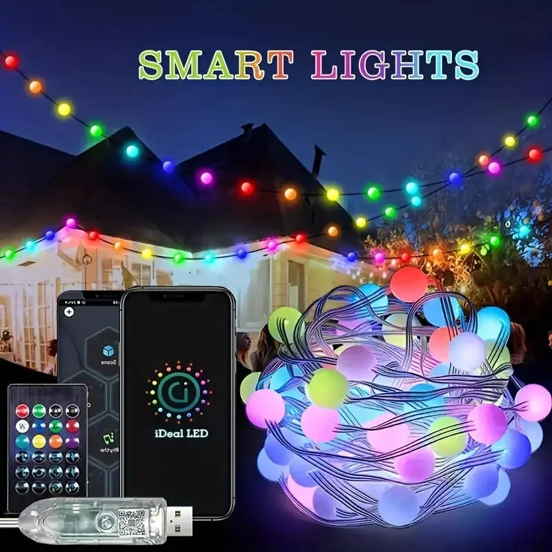 Description Picture 2 of itemRGBIC LED String Light Waterproof Bluetooth Fairy Lights Music Dream Color Lights APP Control Christmas Tree Lamp Home Decor