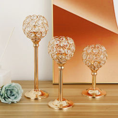 1PC Wedding  Gold Metal Crystal Candle Holders Iron Flower Shaped Candlestick Home Wedding Props Romantic Wedding Decorations