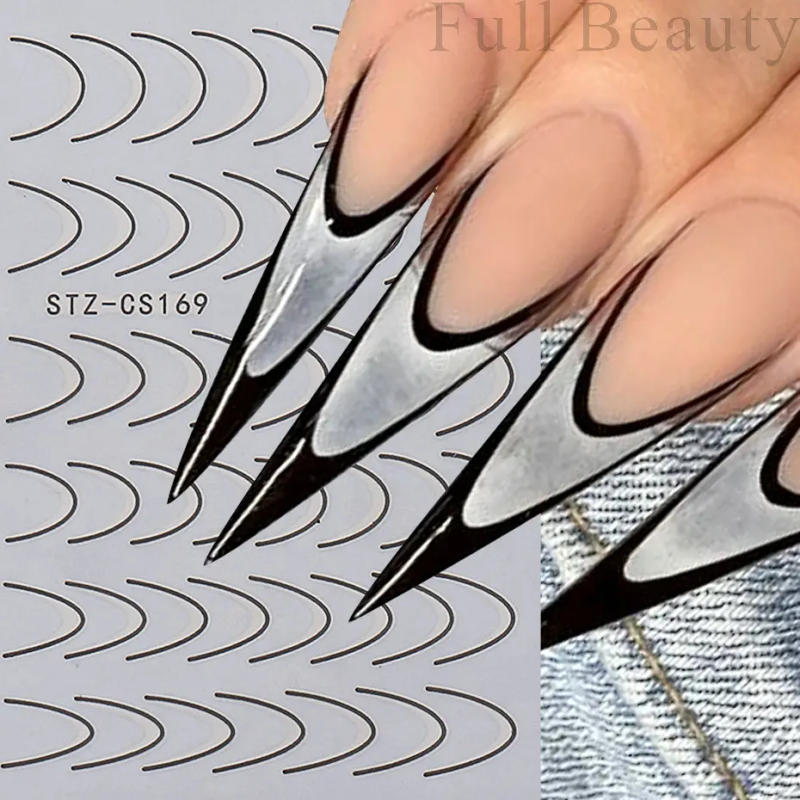 Description Picture 5 of item3D Nails Stickers French Design Line Decoration Art Slider Charm Holographic Self-Adhesive Decals Manicure Accessories Tool