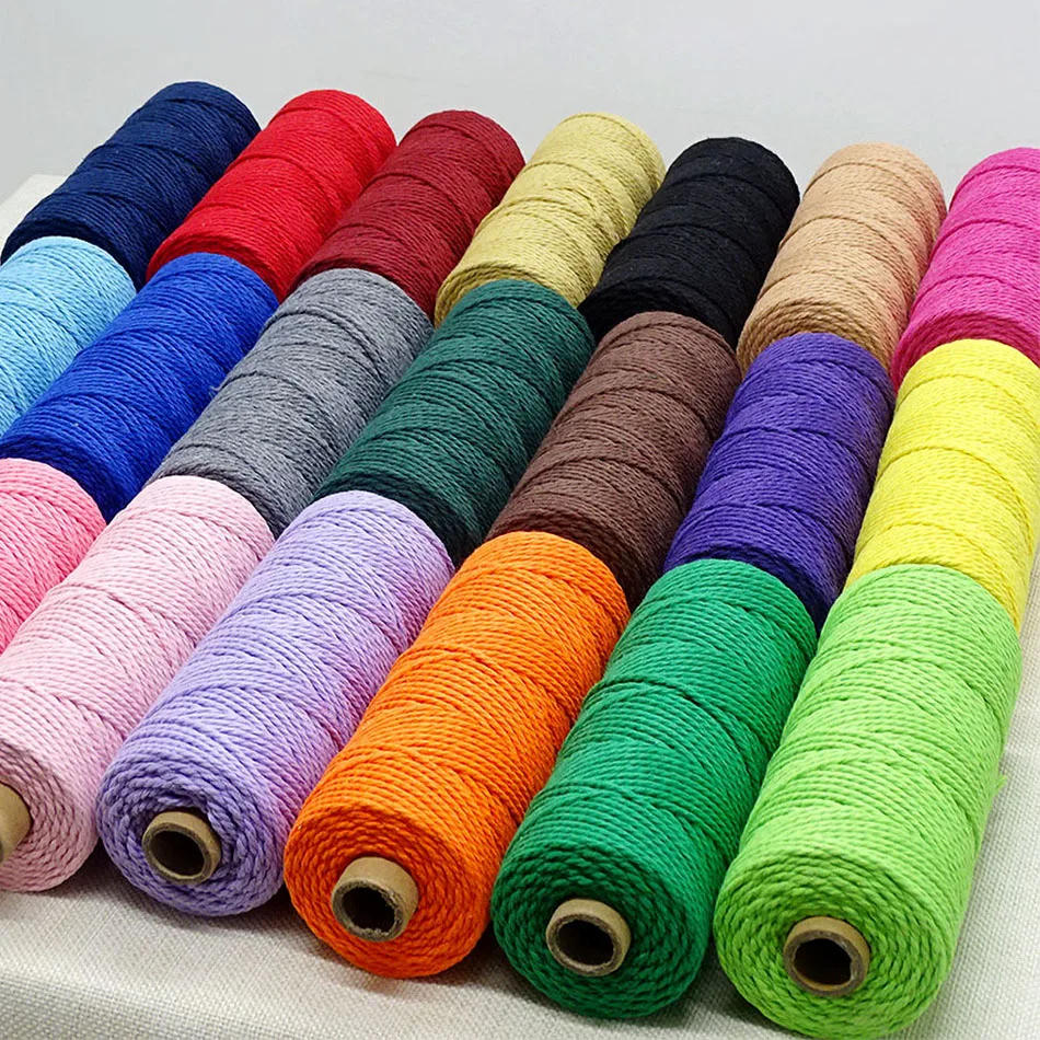 Description Picture 2 of item2mm 100M Macrame Cord Cotton Rope String Crafts DIY Colored Thread Cord Twisted Twine Handmade Sewing Home Wedding Decoration