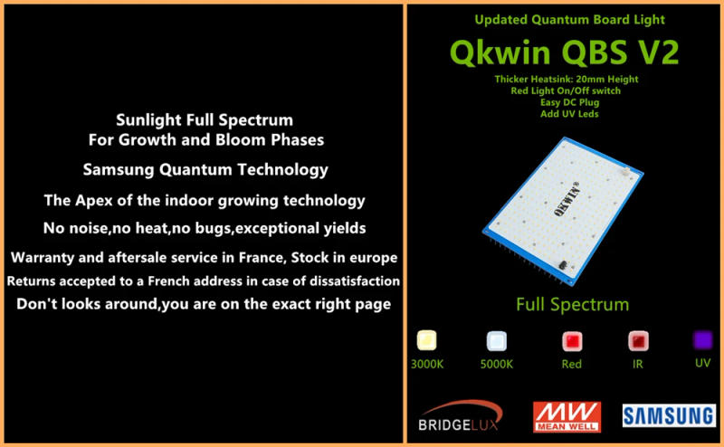 Description Picture 2 of itemQKWIN 240W LED Grow Light with Samsung LM301b Diodes and Meanwell Driver Dimmable Lights Sunlike Full Spectrum