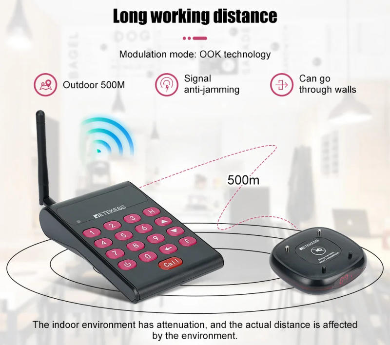 Description Picture 4 of itemRetekess TD161 Pagers For Restaurant Calling System 20 Coasters Buzzer Vibrator Receiver Vibration Bell for Cafe Bar Food Truck