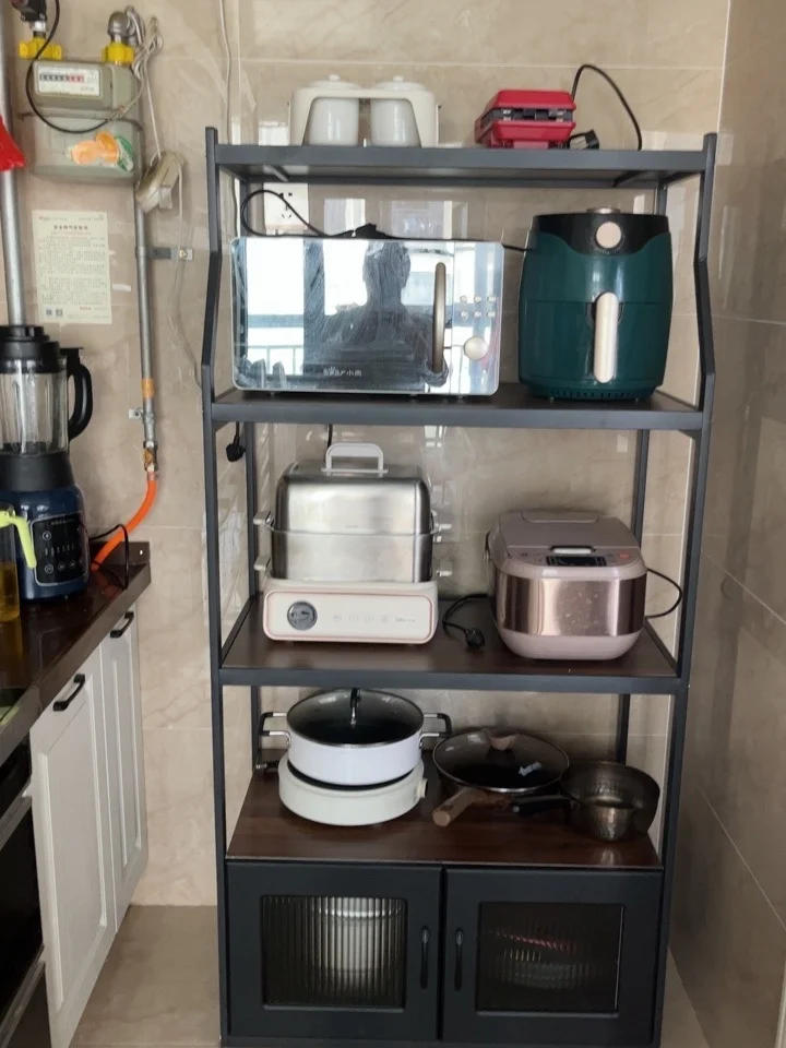 Description Picture 6 of itemModern Metal Kitchen Cabinets Kitchen Furniture Floor Multi-layer Living Room Storage Cabinets Microwave Shelf Storage Sideboard