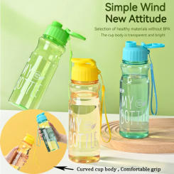 New 550ML Sports Water Bottle BPA Free Portable Leak-proof Shaker bottle Plastic Drinkware Tour Gym