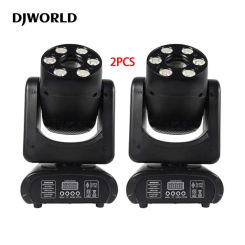 2PCS 100W Beam Spot Light 6x12W Wash Light Gobo/Pattern Moving Head Stage Light DMX Controller Professional Disco DJ Lighting
