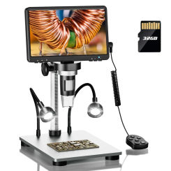 7‘’ Digital Microscope 1200X Zoom 12MP HD Electronic Microscopes Camera Magnifier for Soldering Phone Repair Microscope 32GB