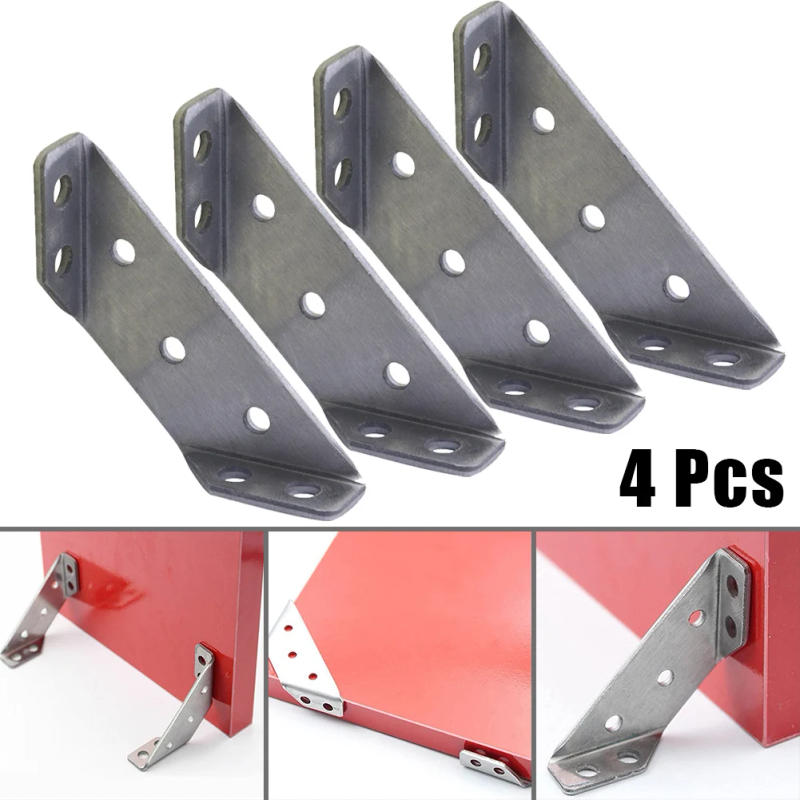 Description Picture 2 of item4pcs Stainless Steel Angle Corner Brackets Fasteners 2mm 90° For Wood Connection Solid Support Furniture Hardware Accessories