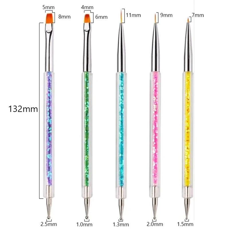 Description Picture 6 of item5Pc Nails Art Dotting Pen Acrylic Drawing Liner Supplies Brush Rhinestone Gems Picker UV Gel Painting Manicure Accessoires Tools