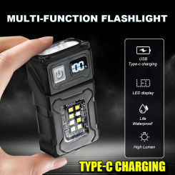 Portable LED COB Flashlight Head Rotation with Magnetic Torch built-in battery USB Rechargable Outdoor Camping Emergency Lantern