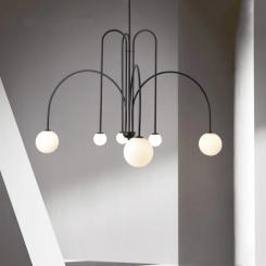 Modern minimalist iron chandelier French medieval style glass art pendant light dining room bedroom hall living room lighting