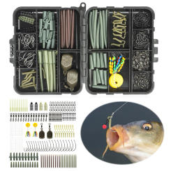217Pcs Carp Fishing Accessories Clip Quick Change Snap Swivel Tail Sleeves Carp Fishing Accessories Set for Carp Rig