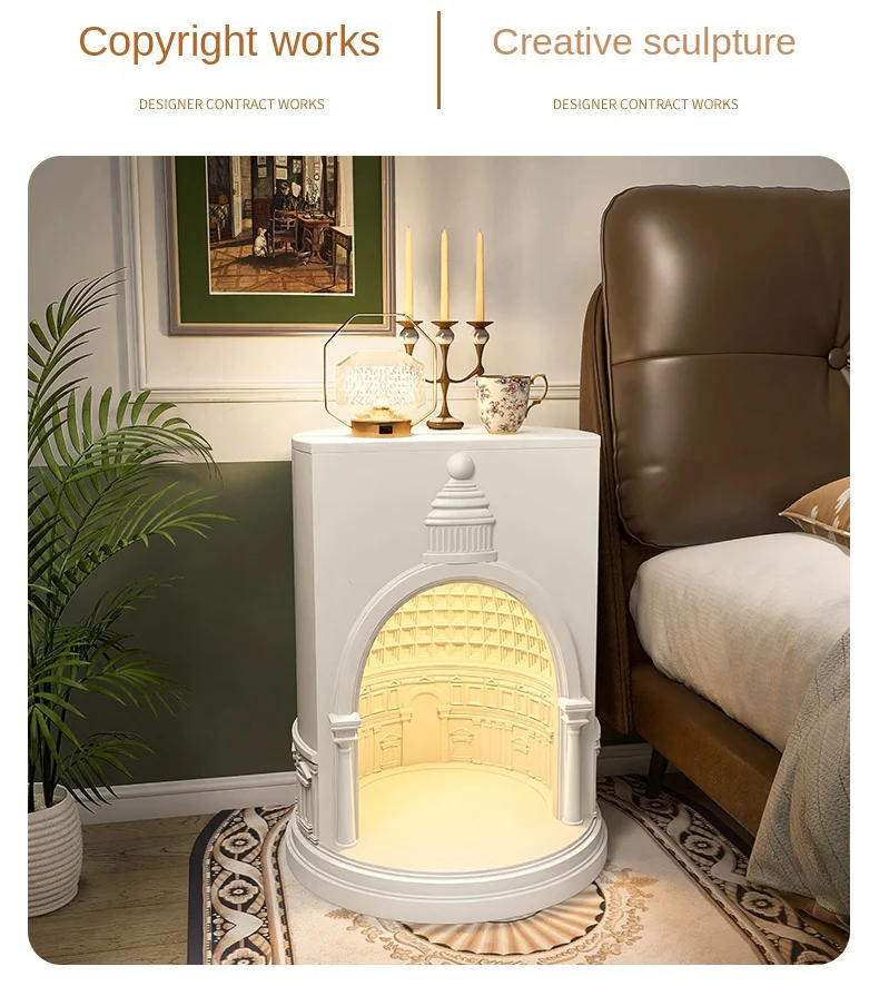 Description Picture 5 of itemModern Minimalist Coffee Table,Creative Loft Bedroom Art Side Table,Bedside Table,Multifunctional Storage Bedside Cabinet Shelf