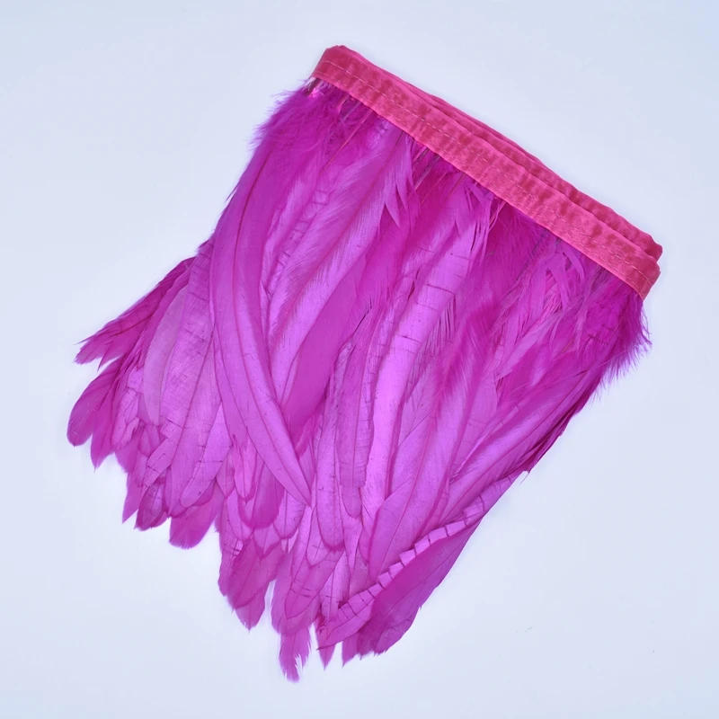 Description Picture 3 of item2Meters Rooster Tail Feather Trim Ribbon on Tape Fringe for Clothes White Black Pheasant Feathers for Crafts Carnival Decoration