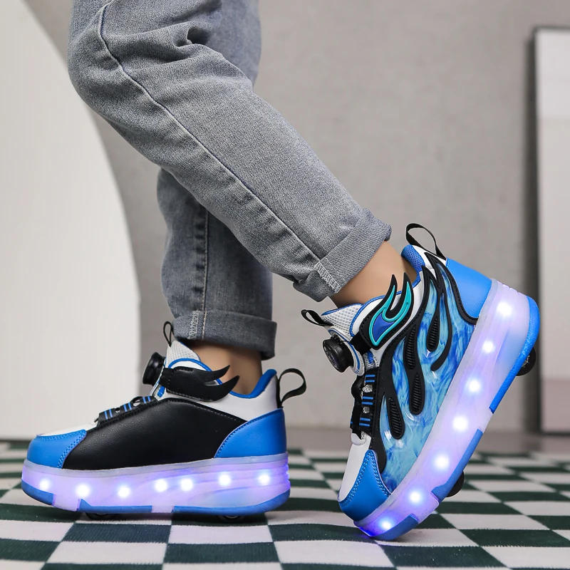 Description Picture 4 of itemChildren's Sports Shoes Roller Skating 4-Wheel USB Charging Spring and Autumn New Casual Outdoor Sports Training Skate Shoes