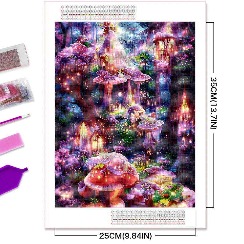 Description Picture 3 of itemEverShine New Arrival Diamond Mosaic House Castle DIY Hobby Painting Landscape Cross Stitch Embroidery Fantasy Forest Wall Decor