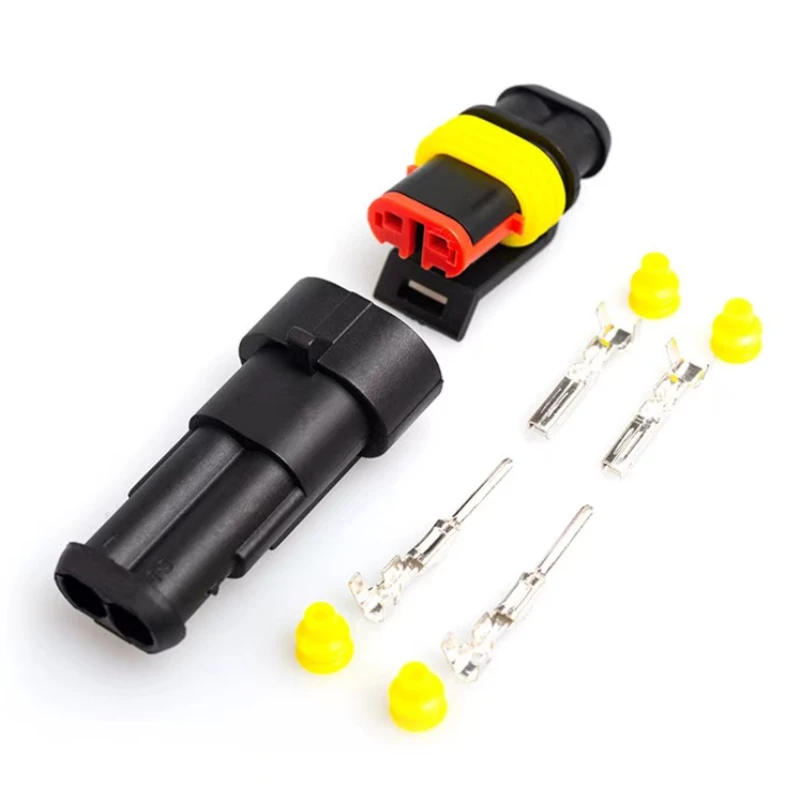 Description Picture 3 of item10 Kit 2 Pin Way Waterproof Electrical Wire Connector Plug  1.5mm Terminals 2Pin HID Plug Auto Xenon lamp Plug