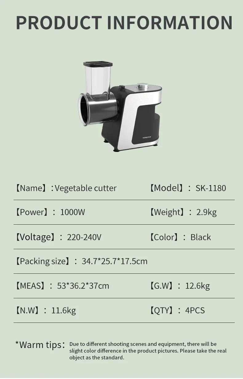 Description Picture 3 of itemHouselin Professional Salad Electric Slicer/Shredder, Vegetable Chopper Slicer Attachment for Grater / Shredder