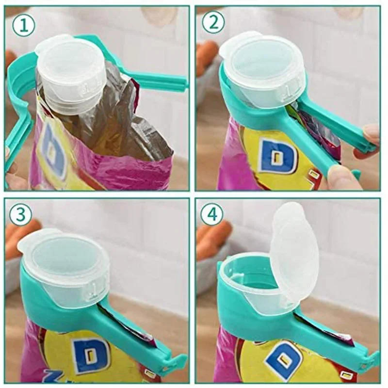 Description Picture 6 of itemFood Preserving Bag Closure Clip Oat Dispense Spout Snack Bag Clip Moisture Seal Clip Fresh Keeping Sealer Clamp Kitchen Gadget