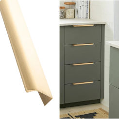 1 Pcs Golden Kitchen Cabinet Door Handles Cupboard Drawer Concealed Finger Edge Gold Pull Furniture Handles Door Hardware