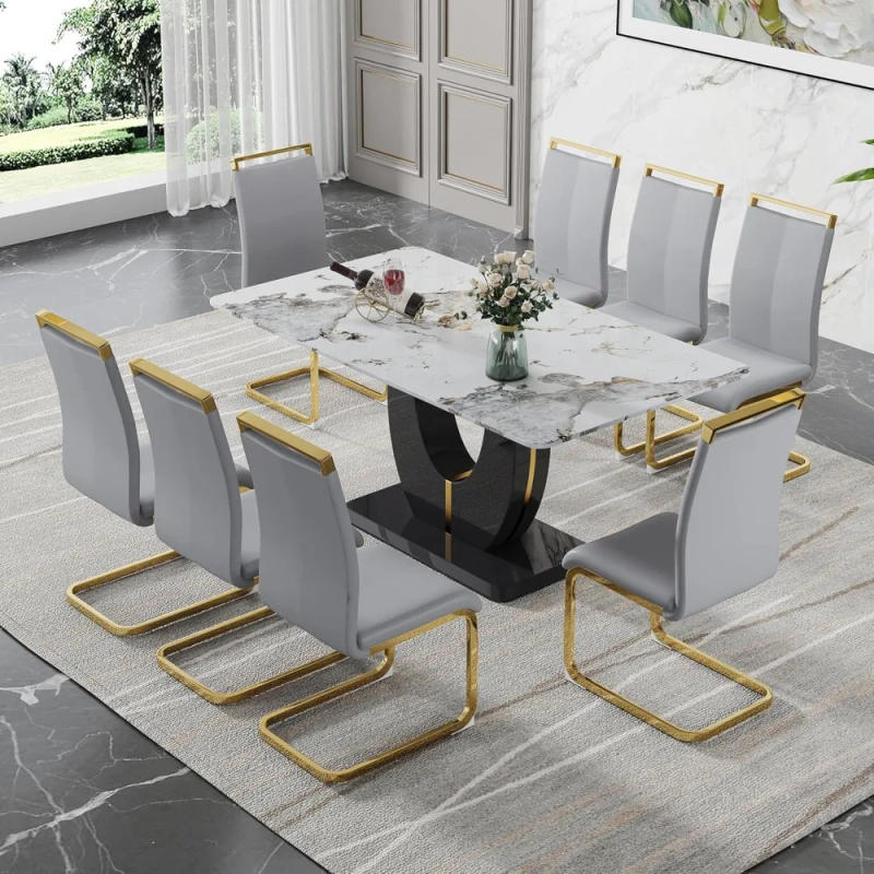 Description Picture 2 of itemDining Table Set for 8, Counter Height Dining Table Set, 9 Piece Dining Room Table Set for Kitchen and Living Room Furniture