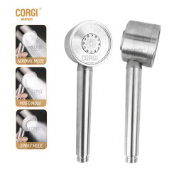 Handheld Stainless Steel Shower Heads High Pressure German Massage Multifunctional Adjustment Showerhead 3 Spray Modes with Hose