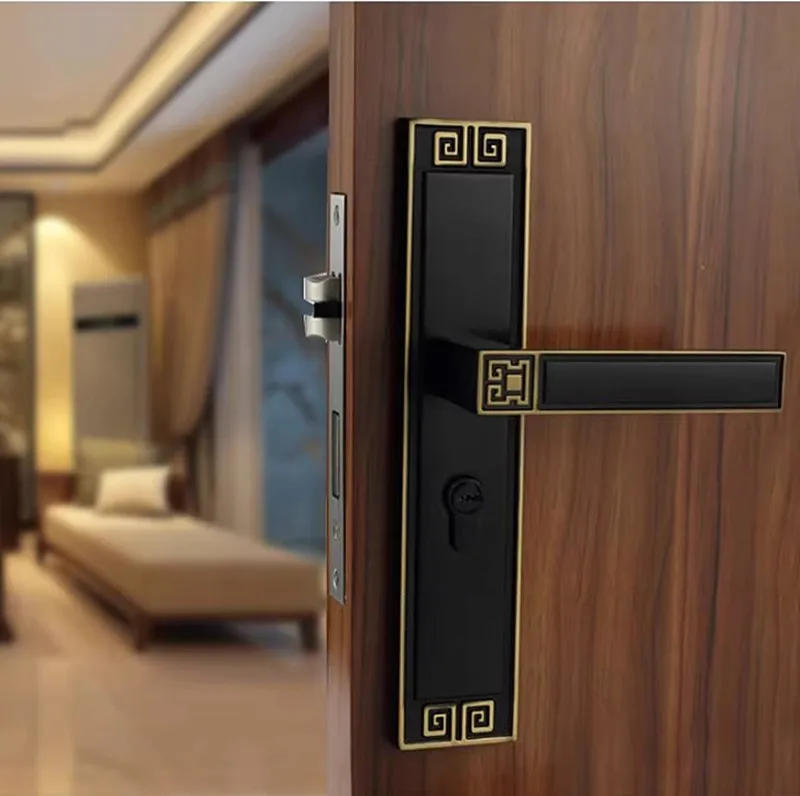 Description Picture 5 of itemChinese Style Bedroom Door Lock Zinc Alloy Handle Lock Body Set Universal Mute Security Door Locks Household Hardware