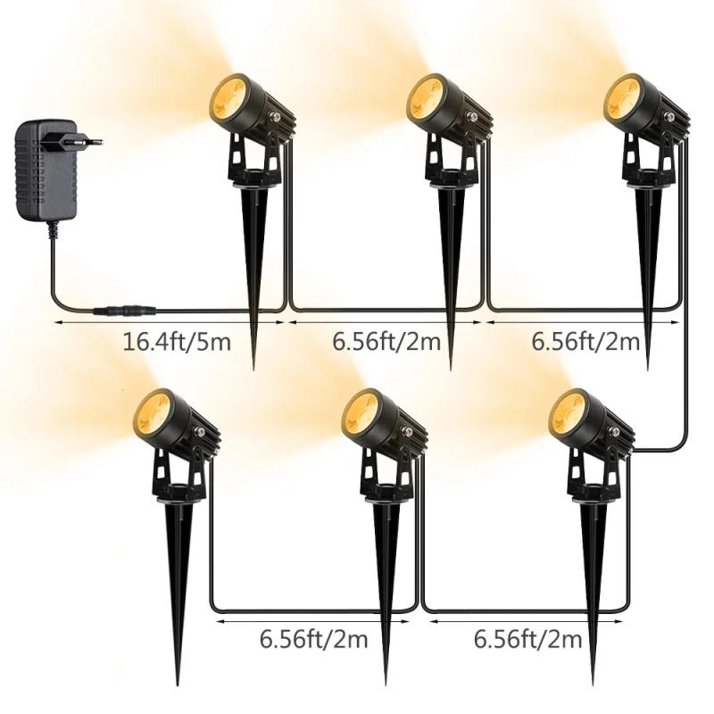 Description Picture 6 of itemLED Landscape Lights 12W Low Voltage Waterproof Garden Pathway Light Wall Tree Flag Spotlights Spike Lawn Lamp with Transformer