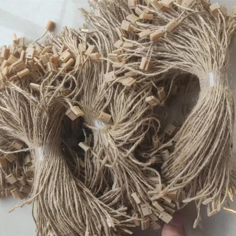 Description Picture 5 of item100PCS Linen Tag Strings for Guayabera shirt 20CM Garment Cords for Lino clothing Brown Tags Rope