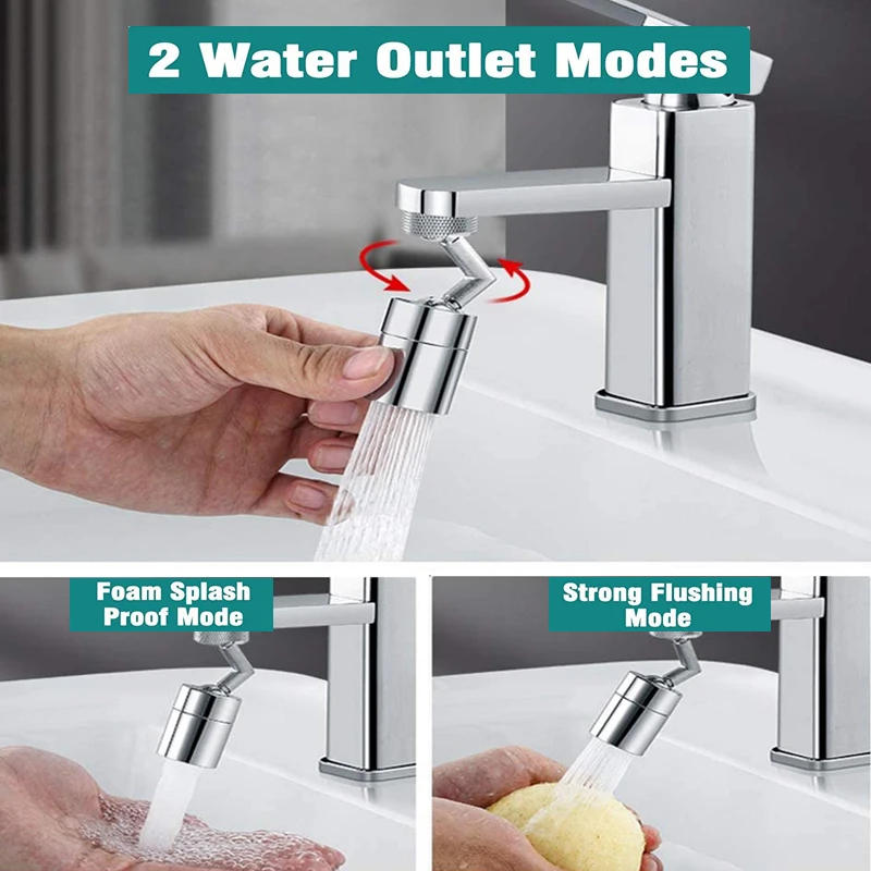 Description Picture 5 of itemAny Rotation Universal Splash Filter Faucet Spray Head Water Outlet Faucet Extender Bubbler Sprayer Kitchen Bathroom Accessories