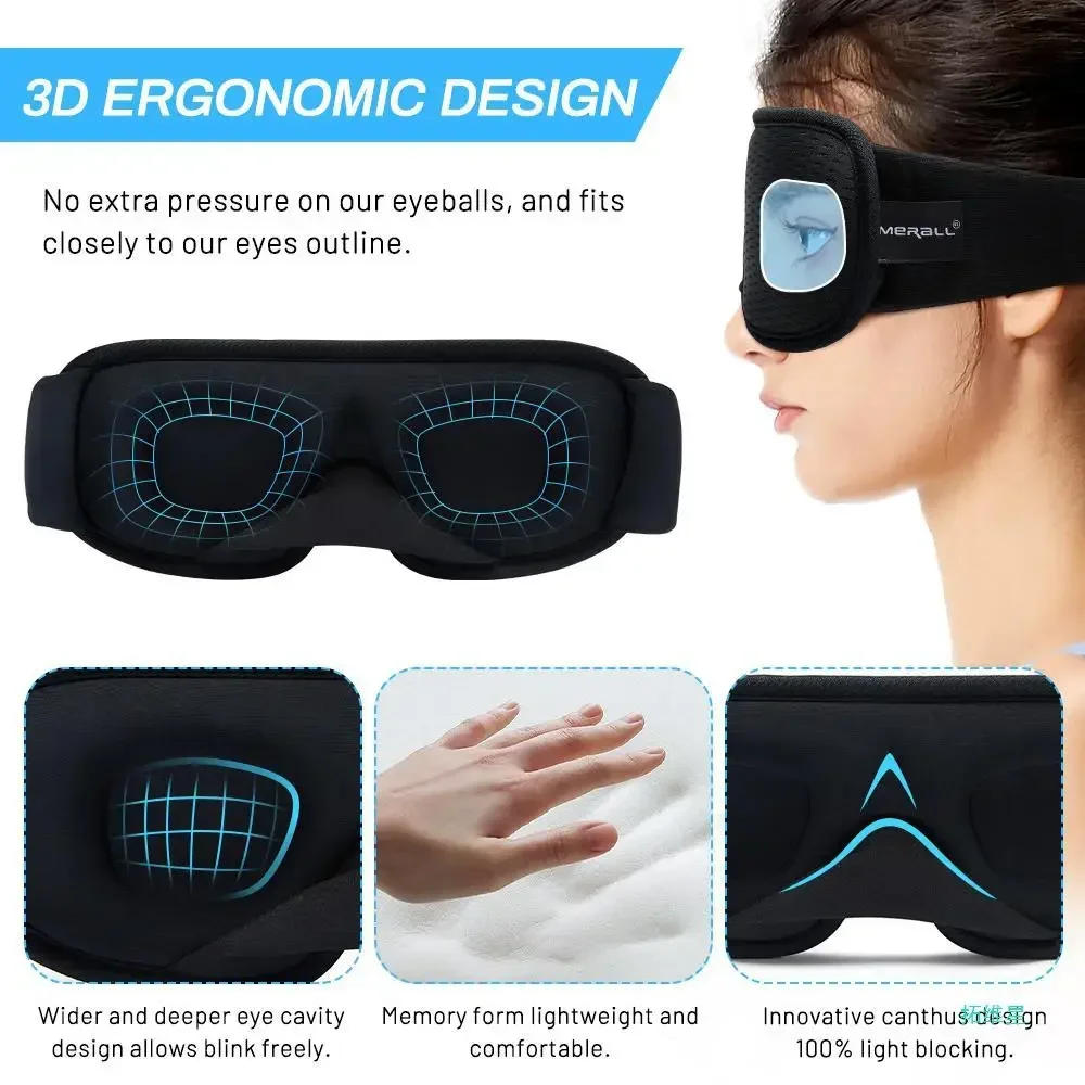Description Picture 4 of item3D Sleeping Mask Block Out Light Sleep Mask For Eyes Soft Sleeping Aid Eye Mask for Travel Eyeshade Night Breathable Slaapmasker