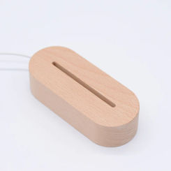 Solid Wood Oval Acrylic Night Light Base Stand USB Powered Stand Customized 3D Laser Song Lamp Accessories Supplies