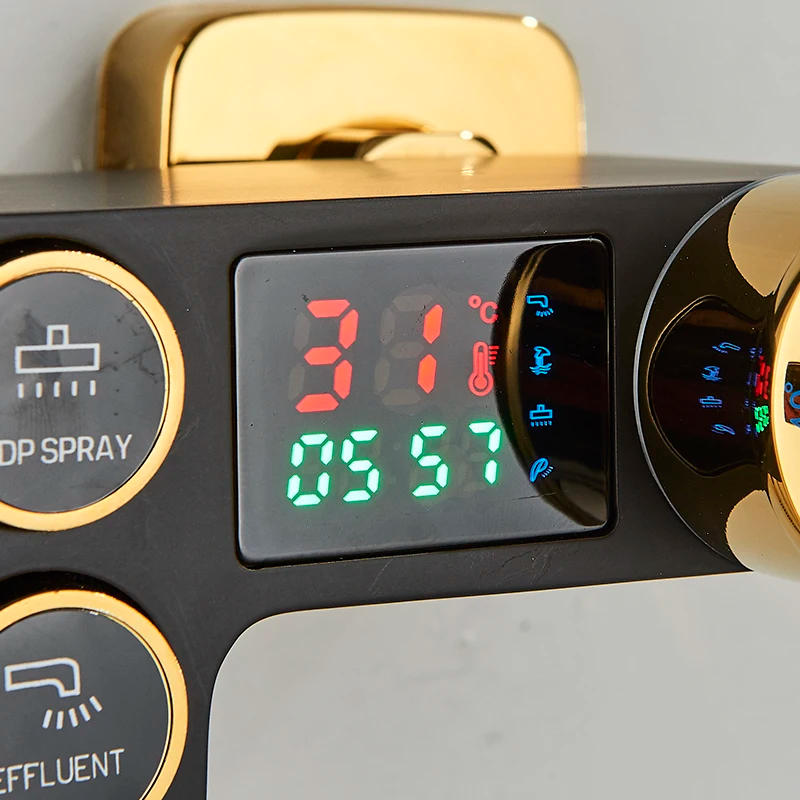 Description Picture 6 of itemBlack/Chrome Thermostatic Digital Display Shower Faucet Set For Bathroom,Rain Shower Column,Wall Mount Shower Tap Bathtub Crane