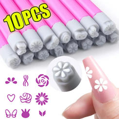1-10pcs Flower Butterfly Pattern Nail Stamp Sets Multifunctional Nails Painting Tool Nail Doodle Pen Art Brushstroke Templates
