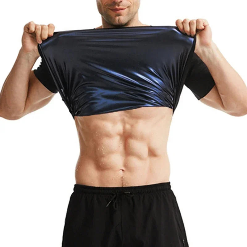 Description Picture 6 of itemSauna Sweat Shirt for Men Short Sleeves Body Shaper Gym Exercise Fitness Top Shapewear Sauna Sweat T-Shirt Waist Slimming Tops