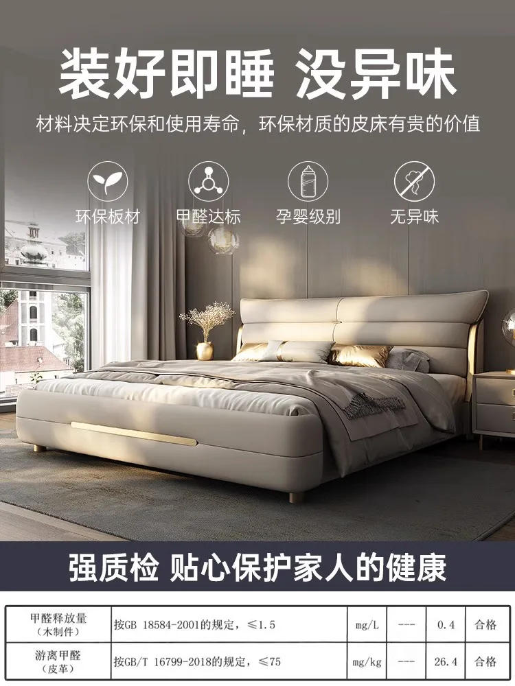 Description Picture 3 of itemLuxury White Nordic Double Bed King Size Villa Modern Full Size Bed Frame Wood Sleeping Safe Camas De Casal Home Furnitures