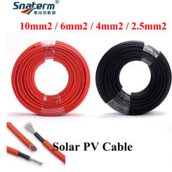 Solar PV Cable Wire 14/12/10/8 AWG Red & Black Tinned Copper Double Sheathed Wire for Solar Photovoltaic System