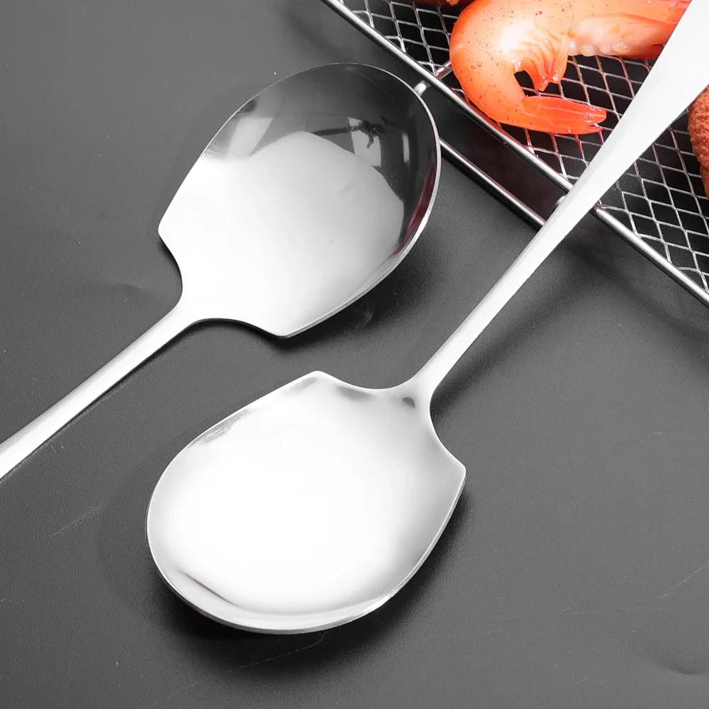 Description Picture 6 of itemLarg Spoon Long Handle Spoons Kitchen Dinner Dish Soup Rice Western Restaurant Bar Public Scoop Stainless Steel Round Head Ladle